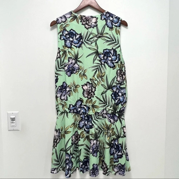 Alice + Olivia Brooke Oasis Mint Floral Sleeveless Mini Dress Tropical Size 10 - Picture 4 of 11